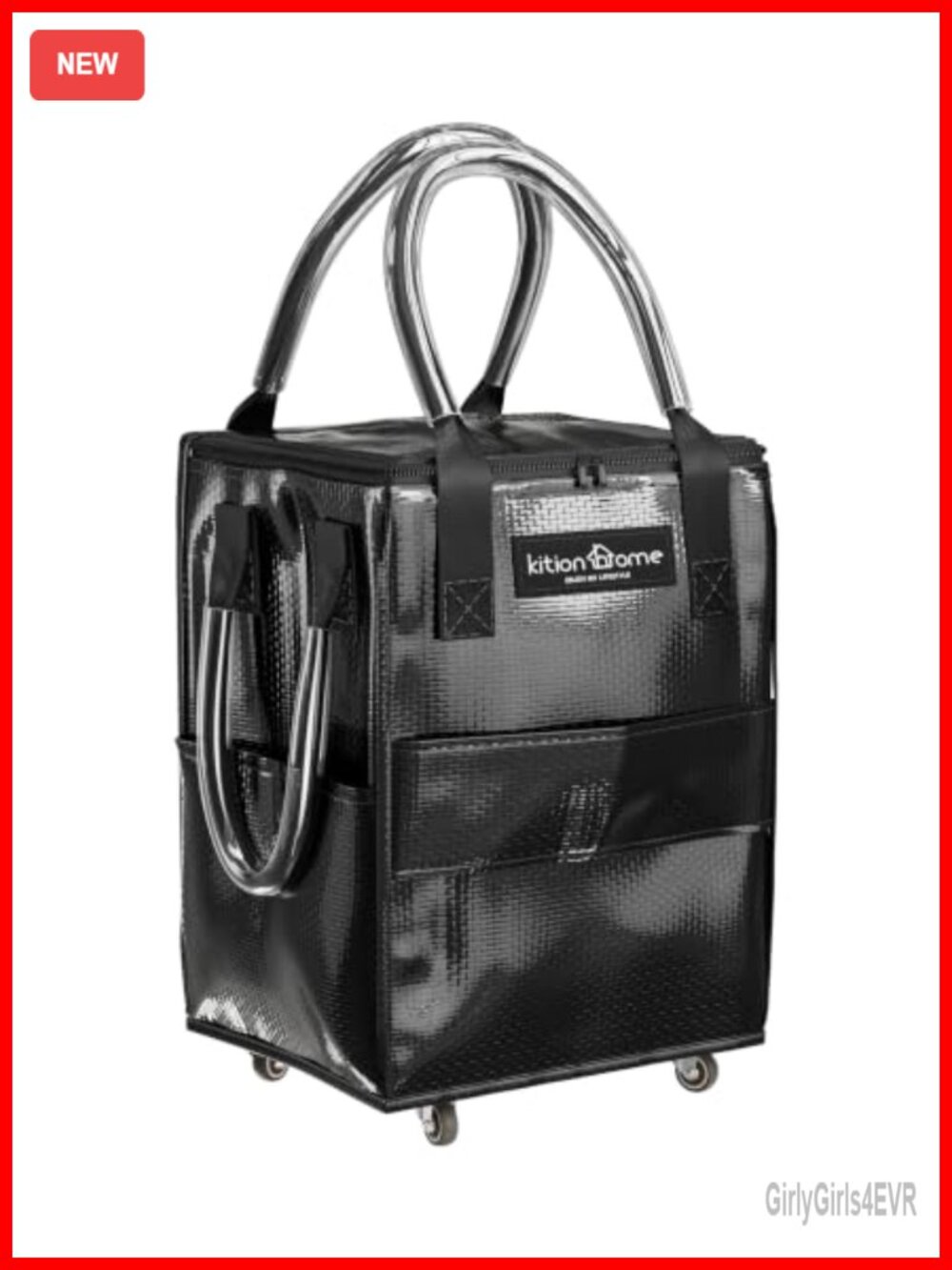 Heavy Duty 75lb Collapsible Rolling Grocery Tote Bag with 4 Wheels, 60L